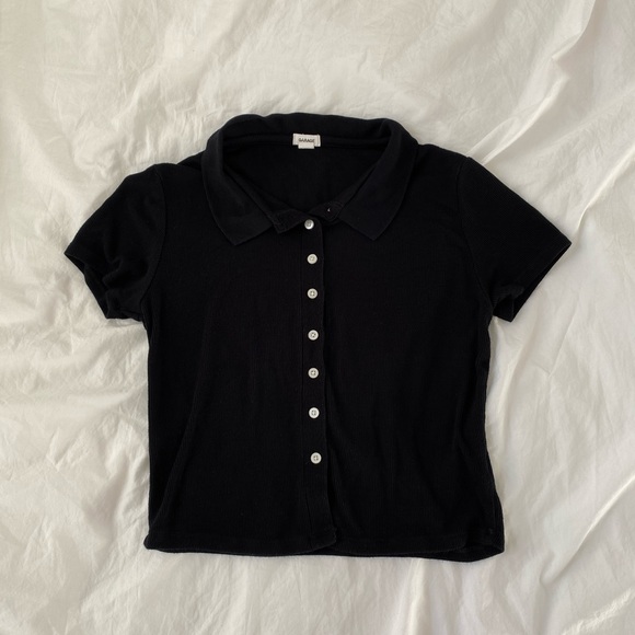 Garage Black Cropped Polo Tee - Picture 2 of 5